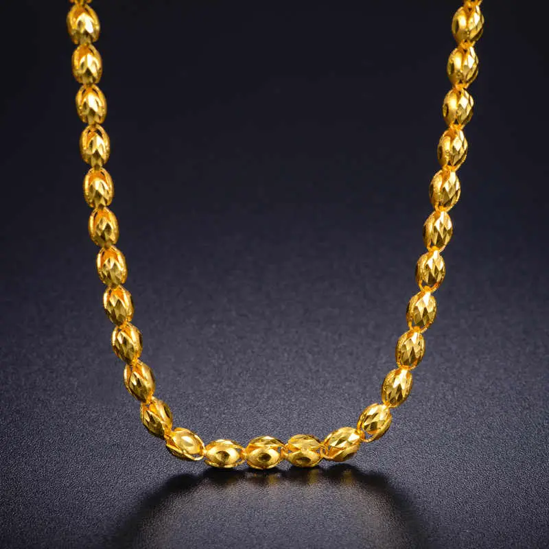 ZSFH 24K Pure Gold Necklace Real AU 999 Solid Gold Chain Men